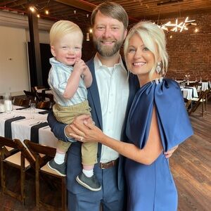 Gorgeous Sachin & Babi formal gown in washed indigo blue